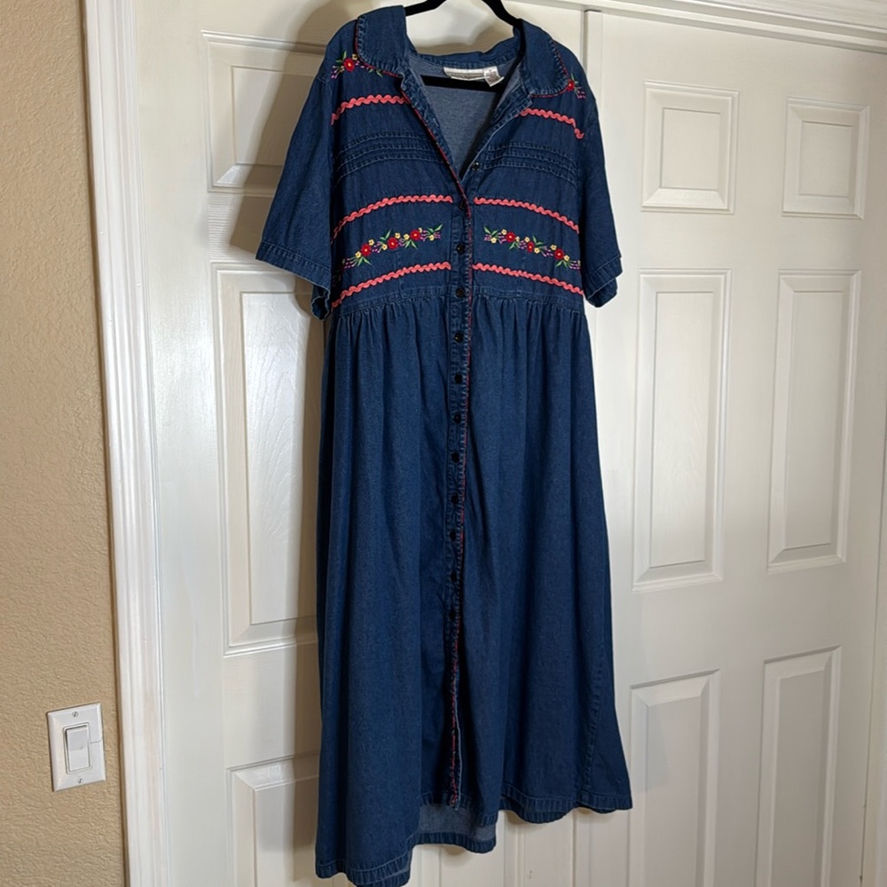 Vintage plus size denim dress 90s